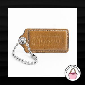 2.5" Large COACH BROWN PATENT LEATHER KEY FOB BAG CHARM KEYCHAIN HANGTAG TAG